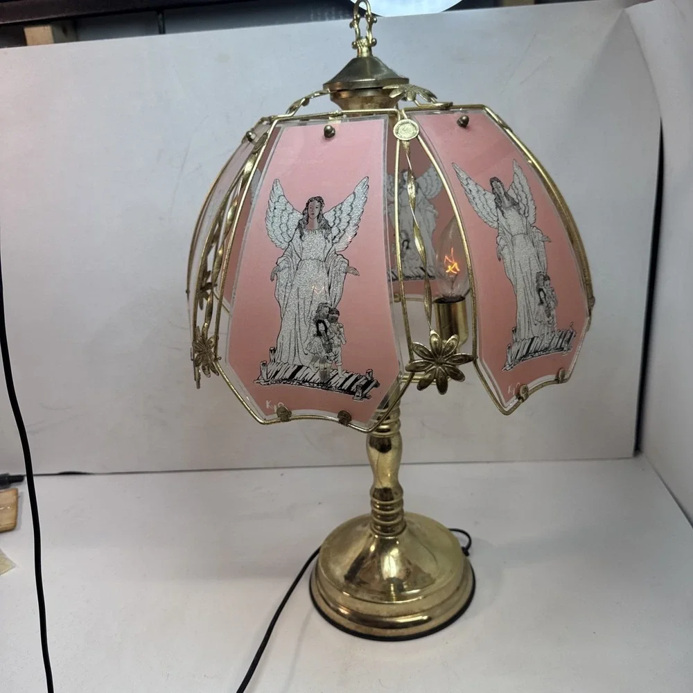 Vintage Touch‎ Lamp OK LIGHTING Angel Glass Panels Lamp Angel Nice